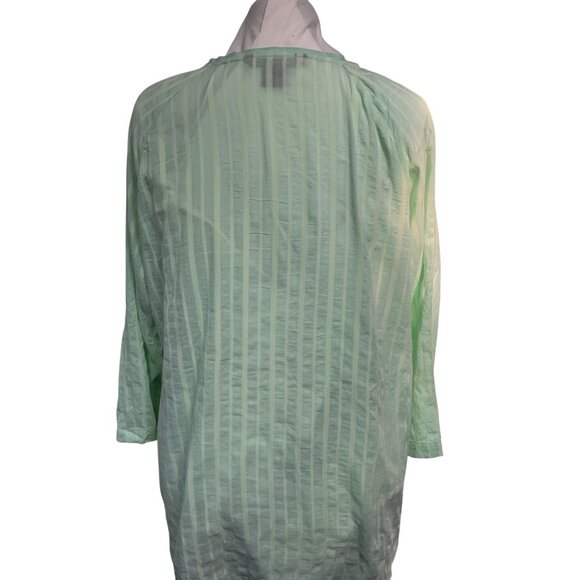 NWT Calvin Klein Light Green Gauze Cotton Pintuck Blouse Top Size XL - Picture 5 of 6